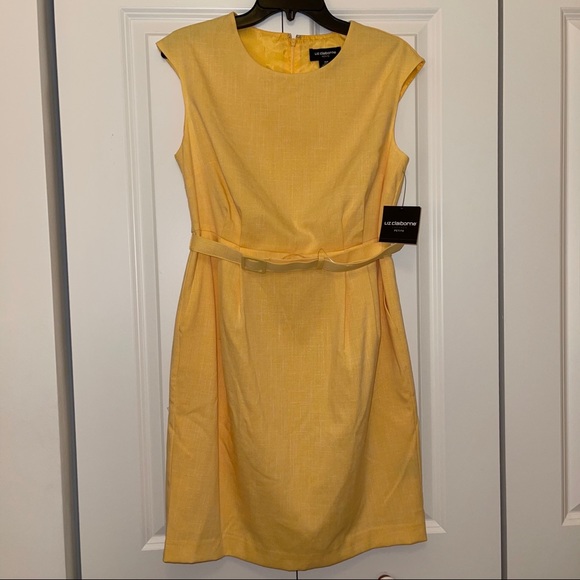 Liz Claiborne Short Sleeve Yellow Sheath Dress - Picture 2 of 12